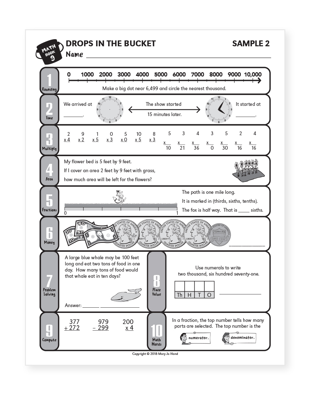 Drops In The Bucket - Math Book 9 (3Rd Grade, 1St Semester) throughout Drops in the Bucket Free Printables
