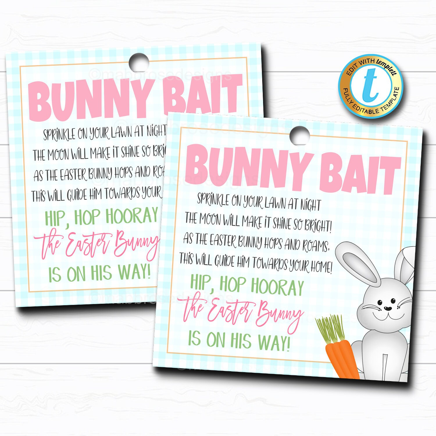 Easter Bunny Bait, Printable Gift Tags, Kids Easter Eve Activity for Bunny Bait Printable Tags