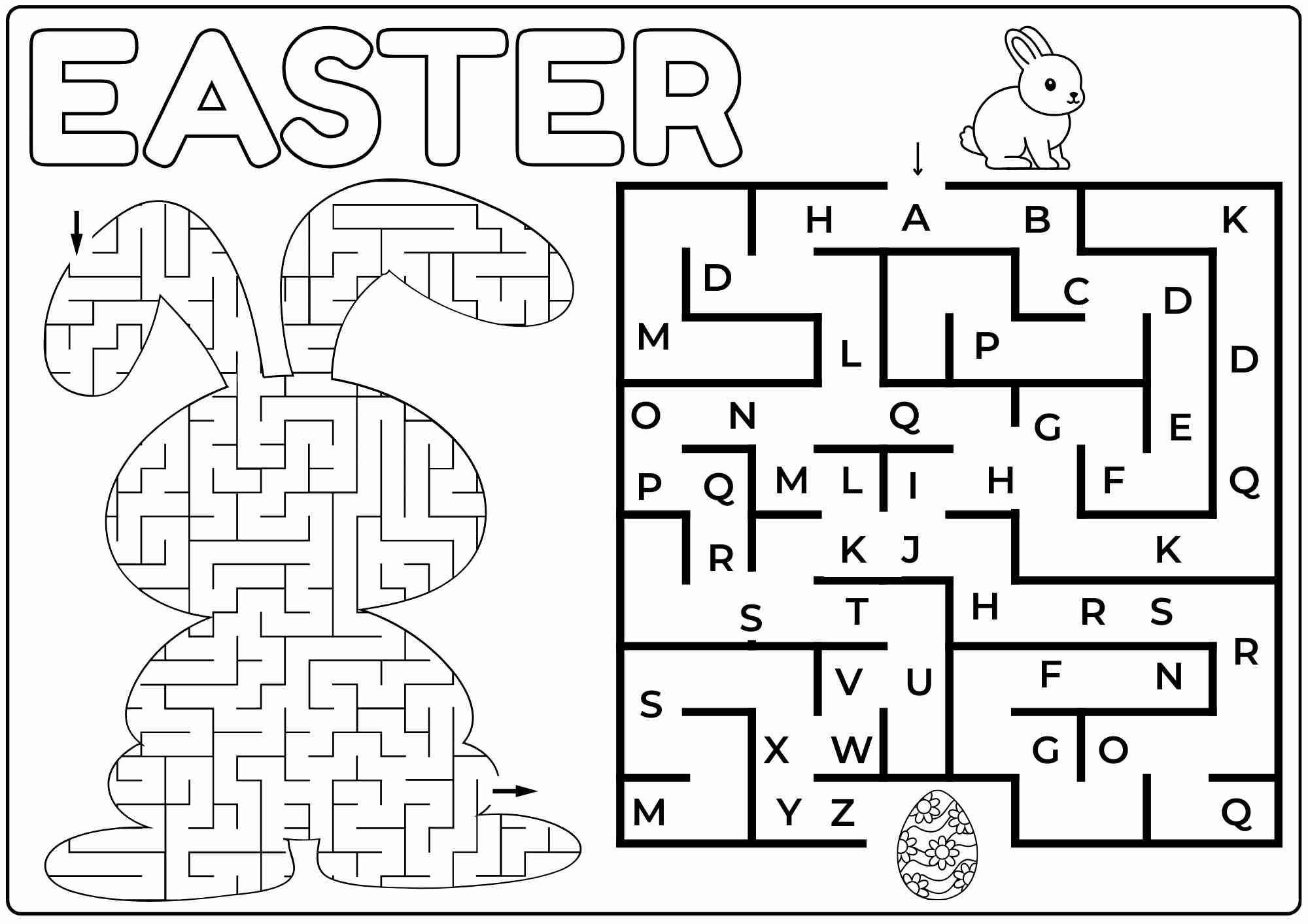 Easter Bunny Maze Follow The Abcs &amp;amp; Find The Basket Free Pdf within Easter Maze Printable Free