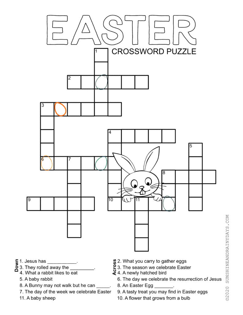 Easter Crossword Puzzle - Sunshine And Rainy Days regarding Free Printable Easter Crossword Puzzles
