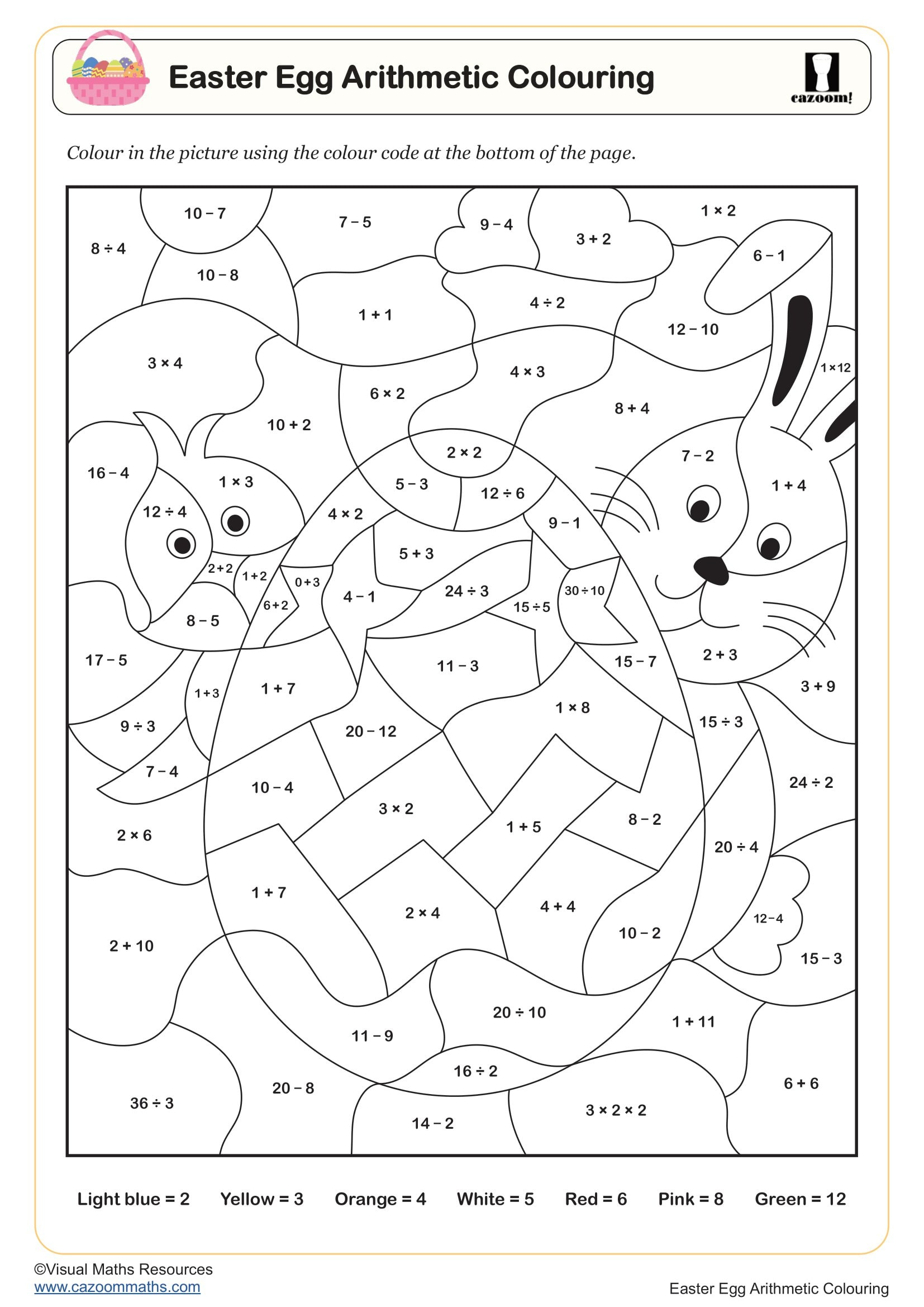 Easter Egg Arithmetic Colouring Worksheet | Fun And Engaging Year in Printable Egg Place Value Worksheet