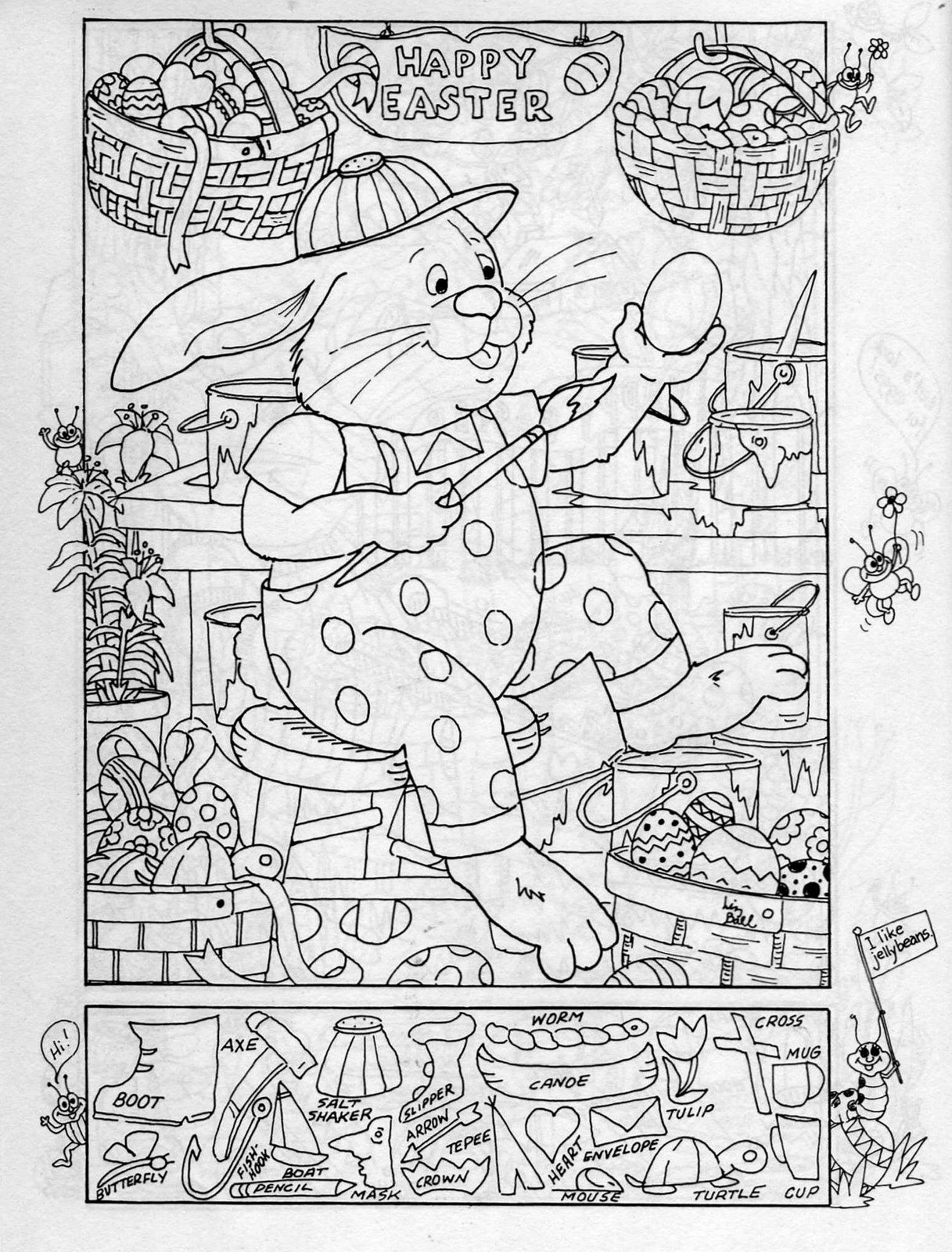Easter Hidden Picture Puzzle/Coloring Page - Worksheets Library in Printable Easter Hidden Pictures