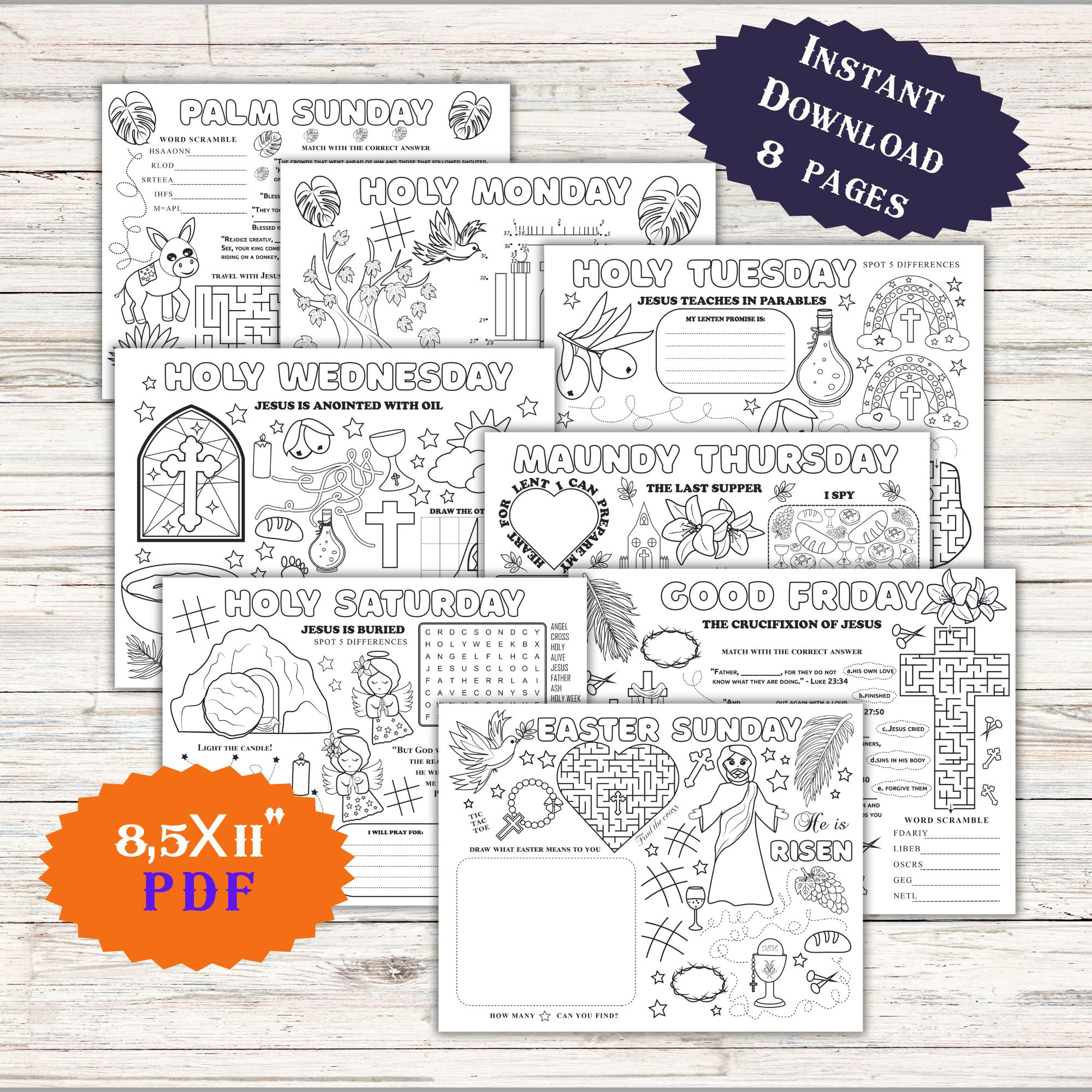 Easter Holy Week Story Bible Advent Study Art Craft Printable with regard to Holy Week Free Printables