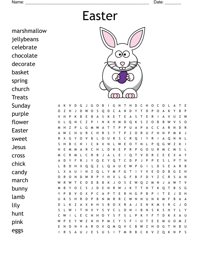 Easter Word Search - Wordmint in Free Easter Word Search Printables