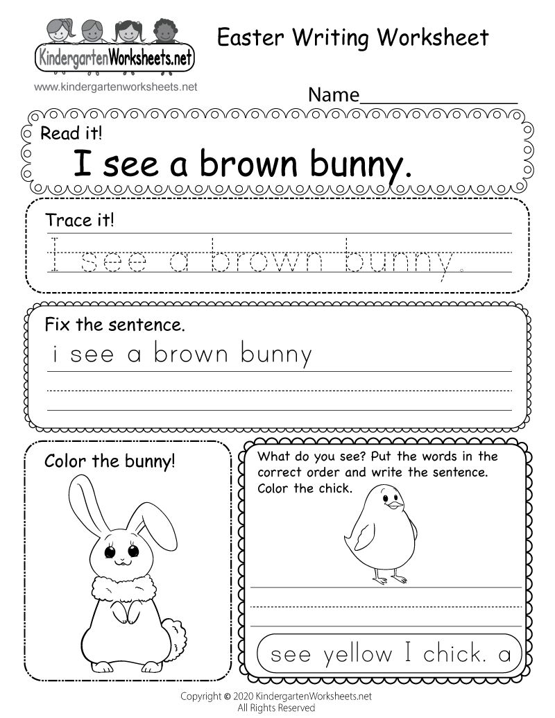 Easter Writing Worksheet - Free Printable, Digital, &amp;amp; Pdf with regard to Writing Kindergarten Worksheets Printable