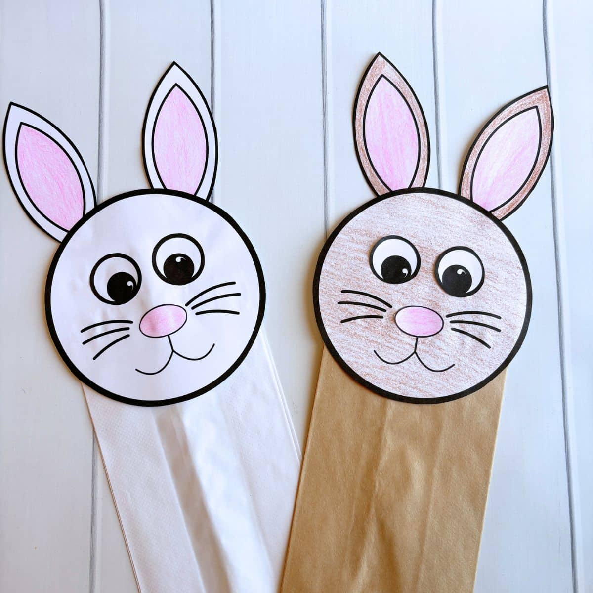 Easy Bunny Paper Bag Puppet Craft (Free Printable!) - Simply Full pertaining to Free Printable Paper Bag Bunny Puppet Templates