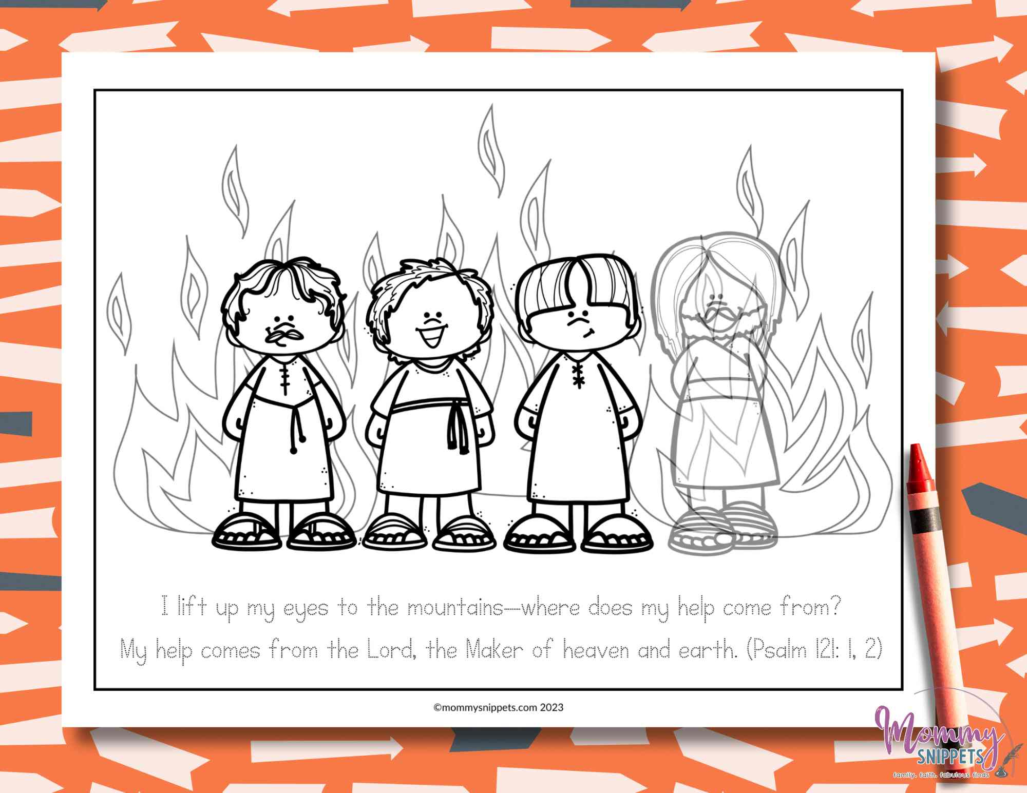 Easy Shadrach Meshach And Abednego Craft + Coloring Page for Printable Shadrach Meshach And Abednego Craft