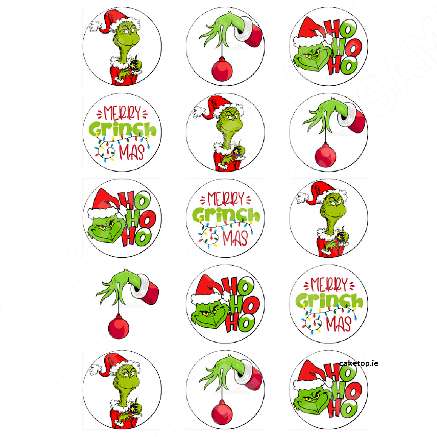 Edible Cake Toppers Ireland | High Quality Easy Peel Toppers with Free Printable Grinch Cupcake Toppers