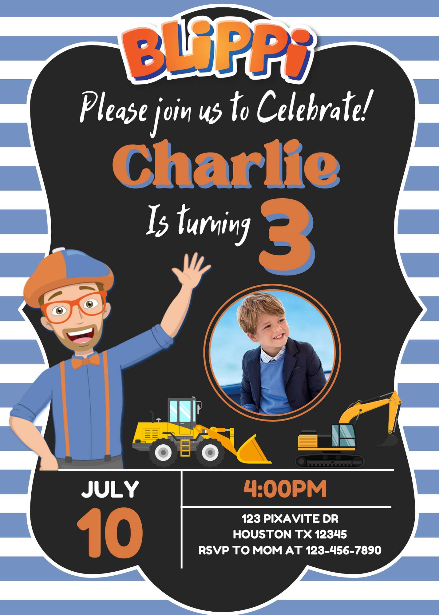 Editable Blippi Birthday Invitation Template | Adorable Invite throughout Free Printable Blippi Birthday Invitations