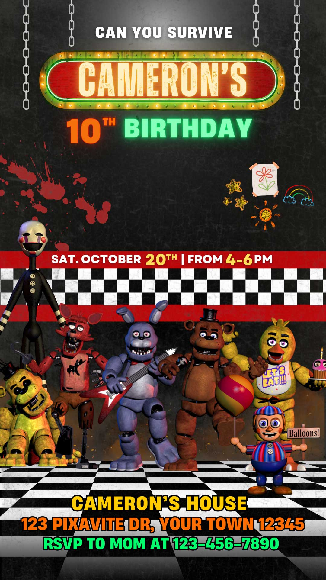Editable Five Nights At Freddy&amp;#039;S Birthday Invitation Template | Awesome Invite throughout Five Nights At Freddy&amp;#039;S Birthday Invitations Printable Free