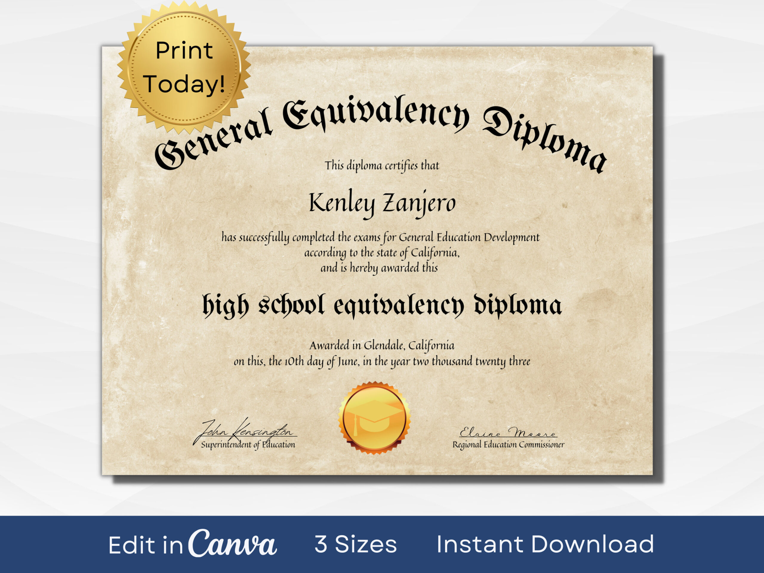Editable Ged Certificate Template: Printable High School Diploma pertaining to Printable Fake Ged Certificate For Free