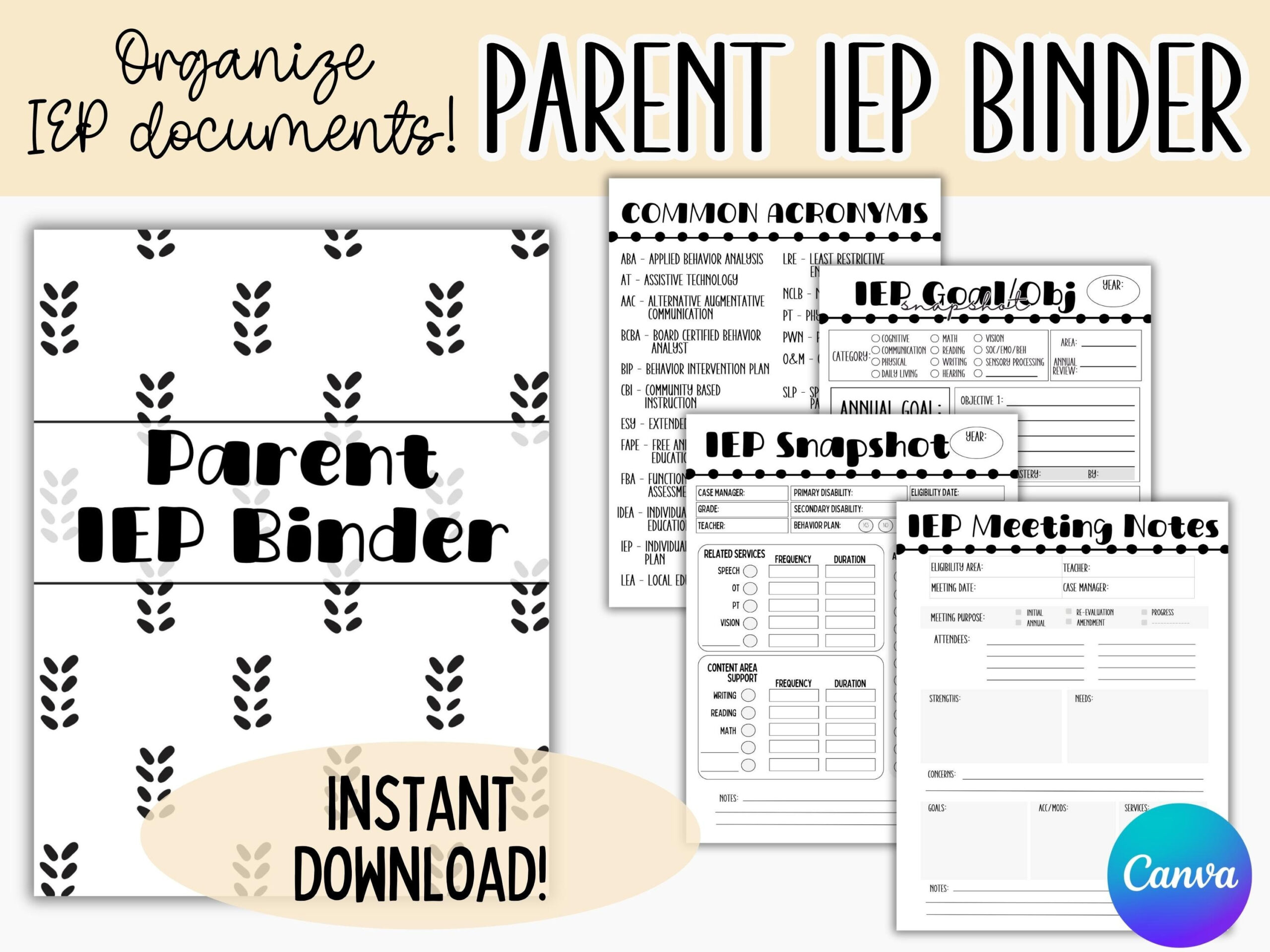 Editable Parent Iep Binder, Printable Iep Meeting Tracker regarding Free Iep Binder Printables For Parents