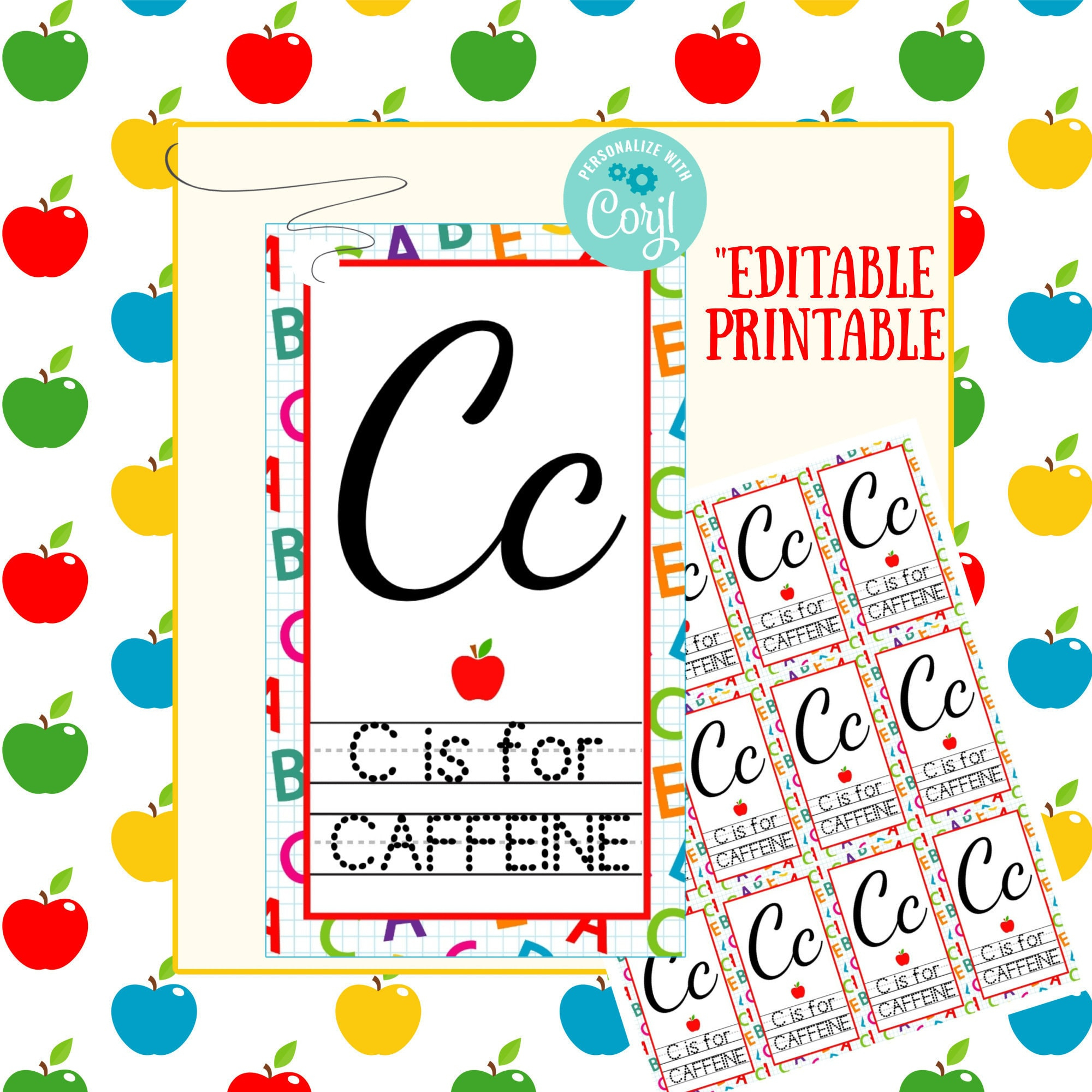 Editable Teacher Gift Tags - C Is For Caffeine - Soda Gift Tags in C Is For Caffeine Free Printable