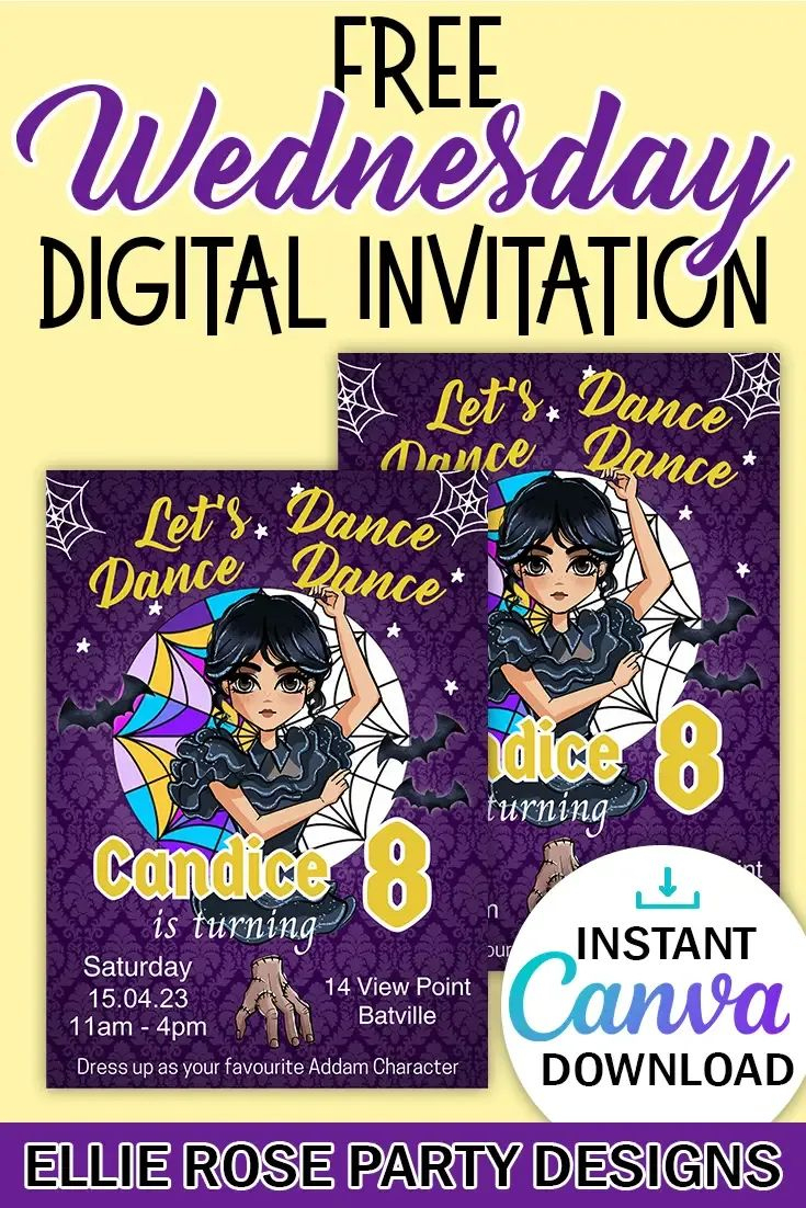 Editable Wednesday Addams Party Invitation (Free Download with regard to Wednesday Addams Invitation Template Free Printable