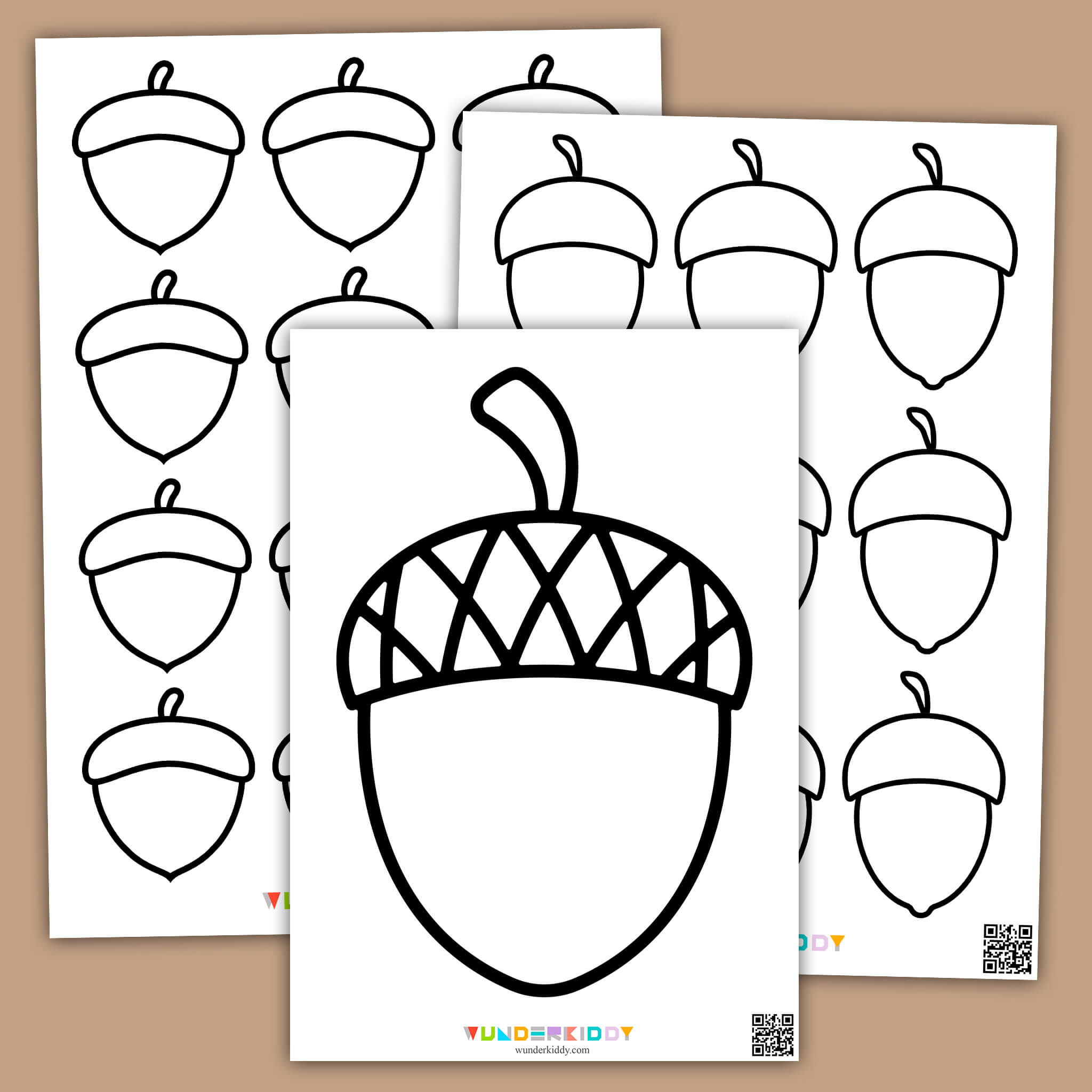 Eicheln Zum Ausmalen Für Kinder Zum Ausdrucken throughout Free Printable Acorn Template