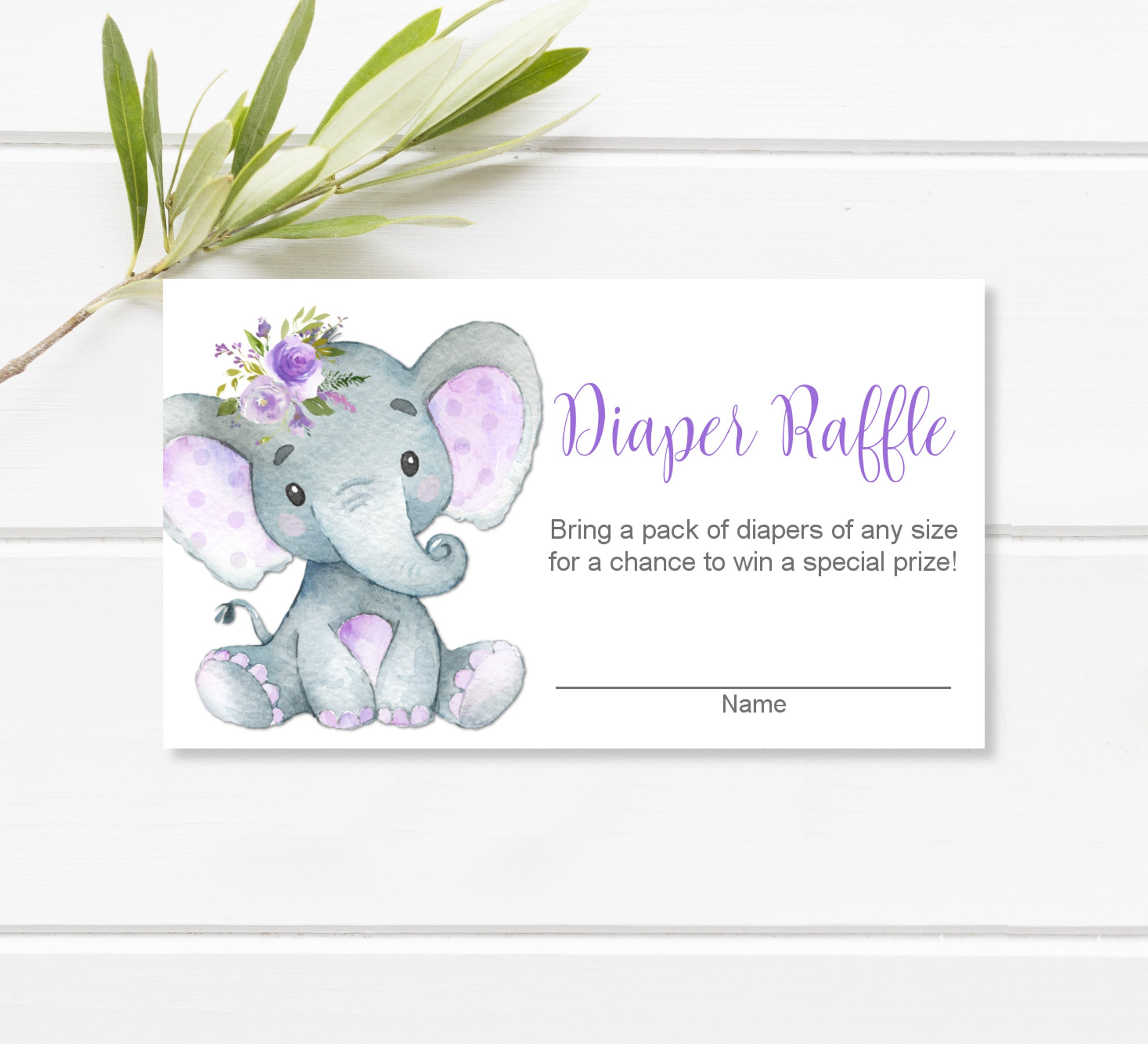 Elephant Baby Shower Diaper Raffle Tickets Printable Purple intended for Free Printable Diaper Raffle Tickets Elephant