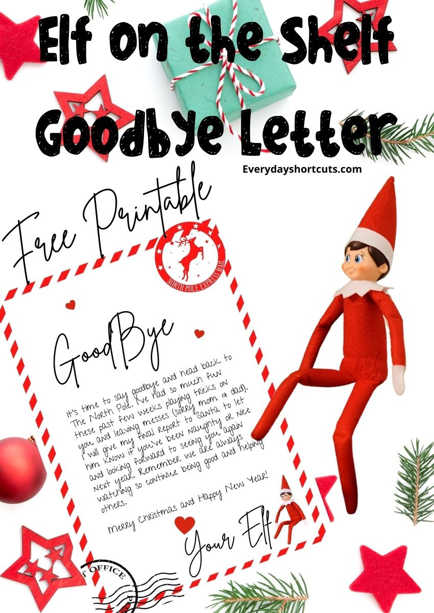 Elf On The Shelf Goodbye Letter Free Printable - Everyday Shortcuts inside Free Printable Goodbye Letters From Elf on the Shelf