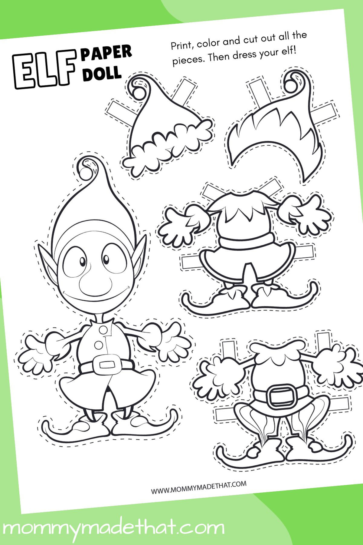 Elf Paper Doll (Grab The Free Printable Template) with Elf Paper Doll Printable