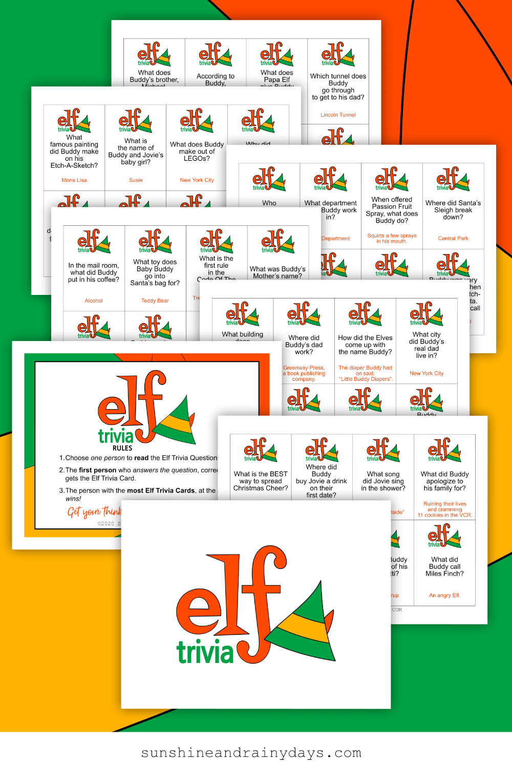 Elf Trivia Christmas Game - Sunshine And Rainy Days inside Elf Movie Trivia Questions Printable