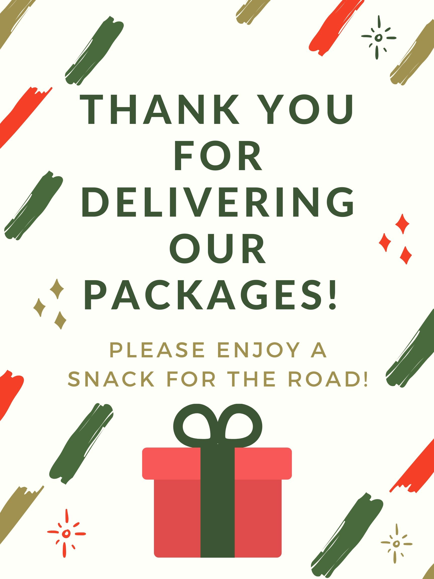 Embrace The Season: Delivery Person Snack Sign Printables in Delivery Driver Snack Sign Free Printable