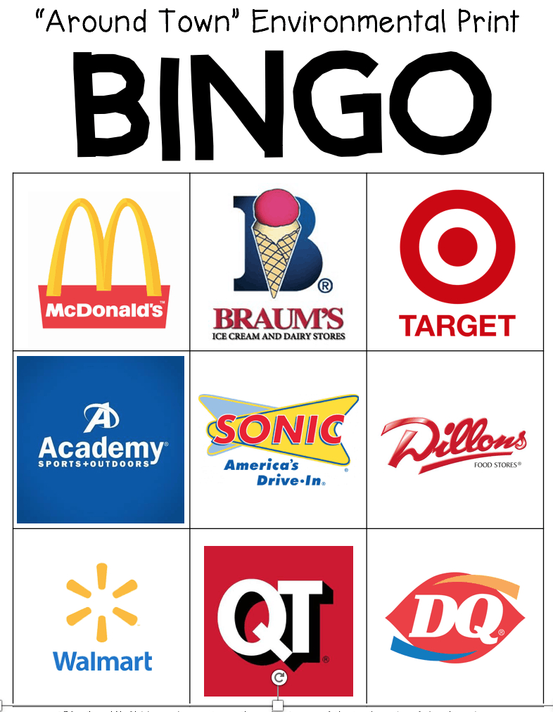 Environmental Print Bingo - I Can Teach My Child! inside Environmental Print Free Printables