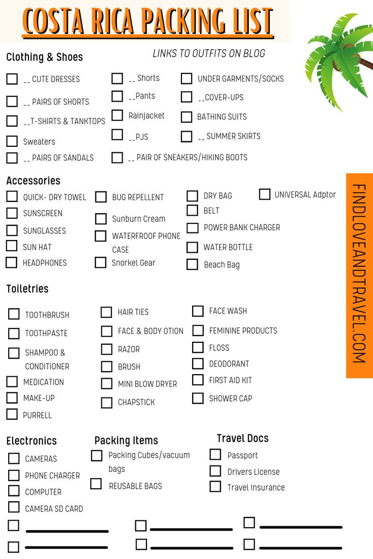 Essential Costa Rica Packing List (With Free Printable) - Find pertaining to Printable Packing List For Costa Rica