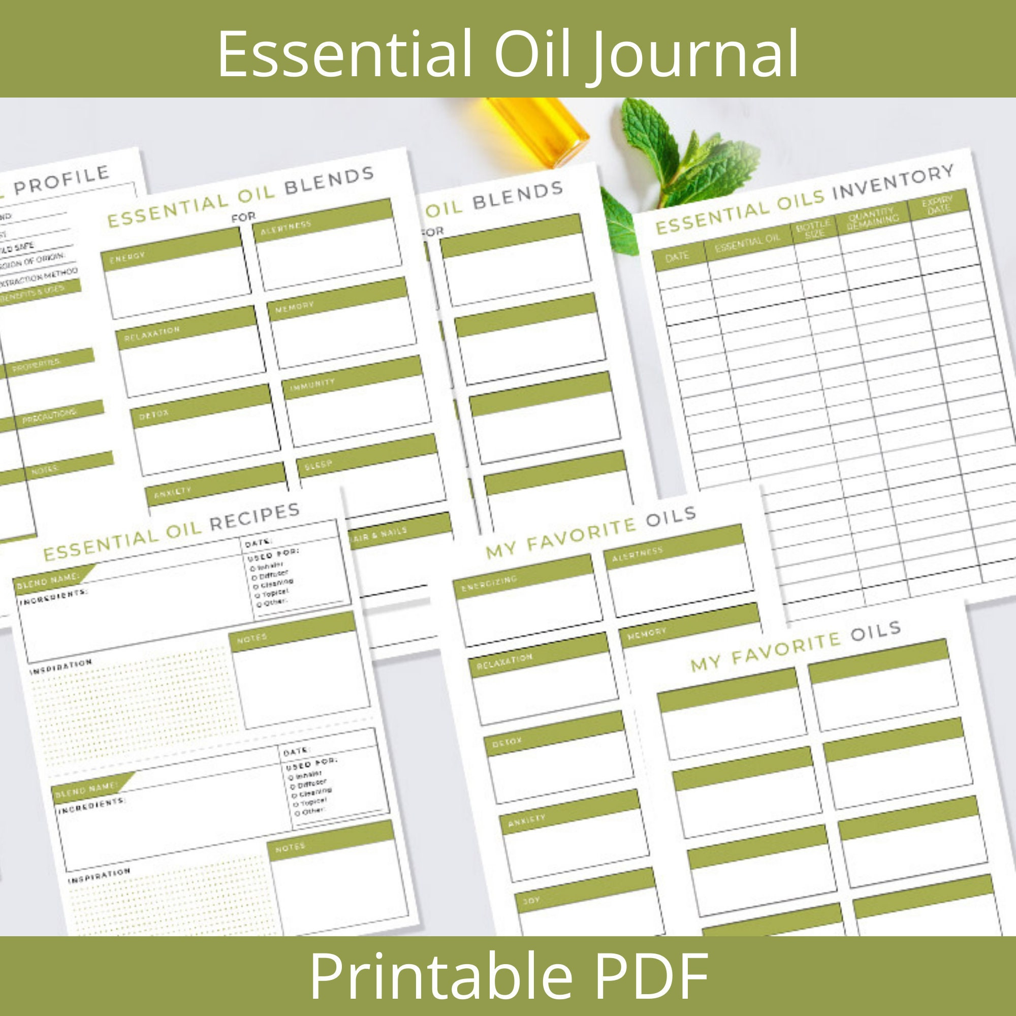 Essential Oil Notebook Binder Journal Printable Digital Instant inside Free Essential Oil Notebook Printables