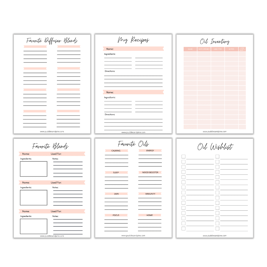 Essential Oil Organization Printable Pack - for Free Essential Oil Notebook Printables