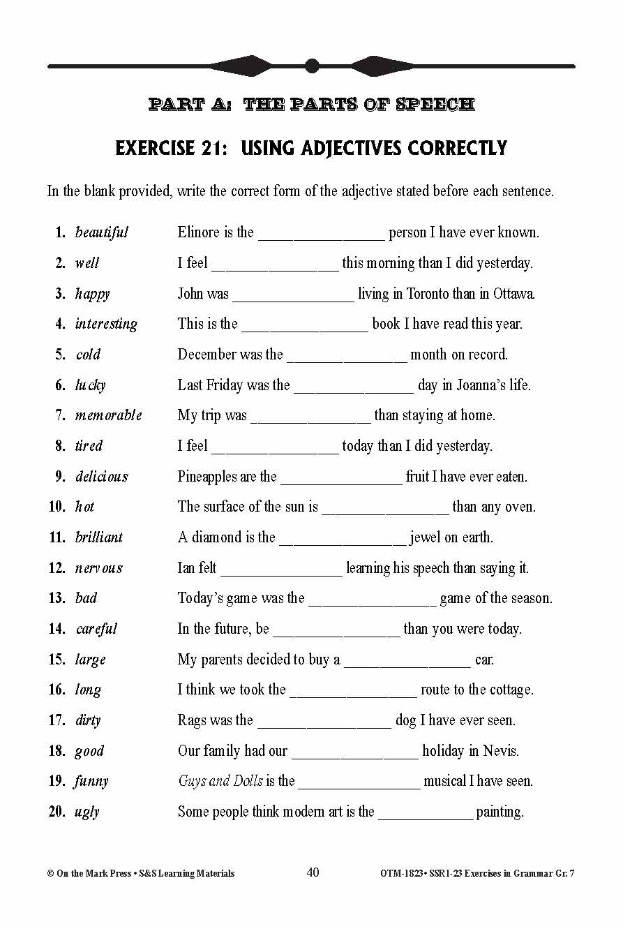 Exercises In Grammar Grade 7 - Worksheets Library for Printable Grammar Worksheets For Grade 7