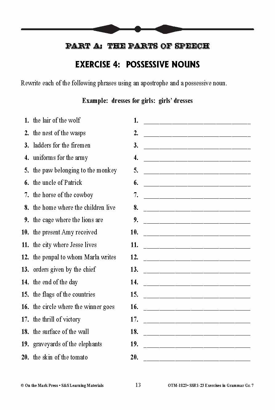 Exercises In Grammar Grade 7 - Worksheets Library within Printable Grammar Worksheets For Grade 7