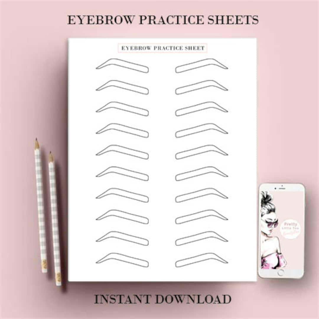 Eyebrow Practice Sheets, Eyebrow Shaping Practice, Microblading for Printable Eyebrow Practice Sheets