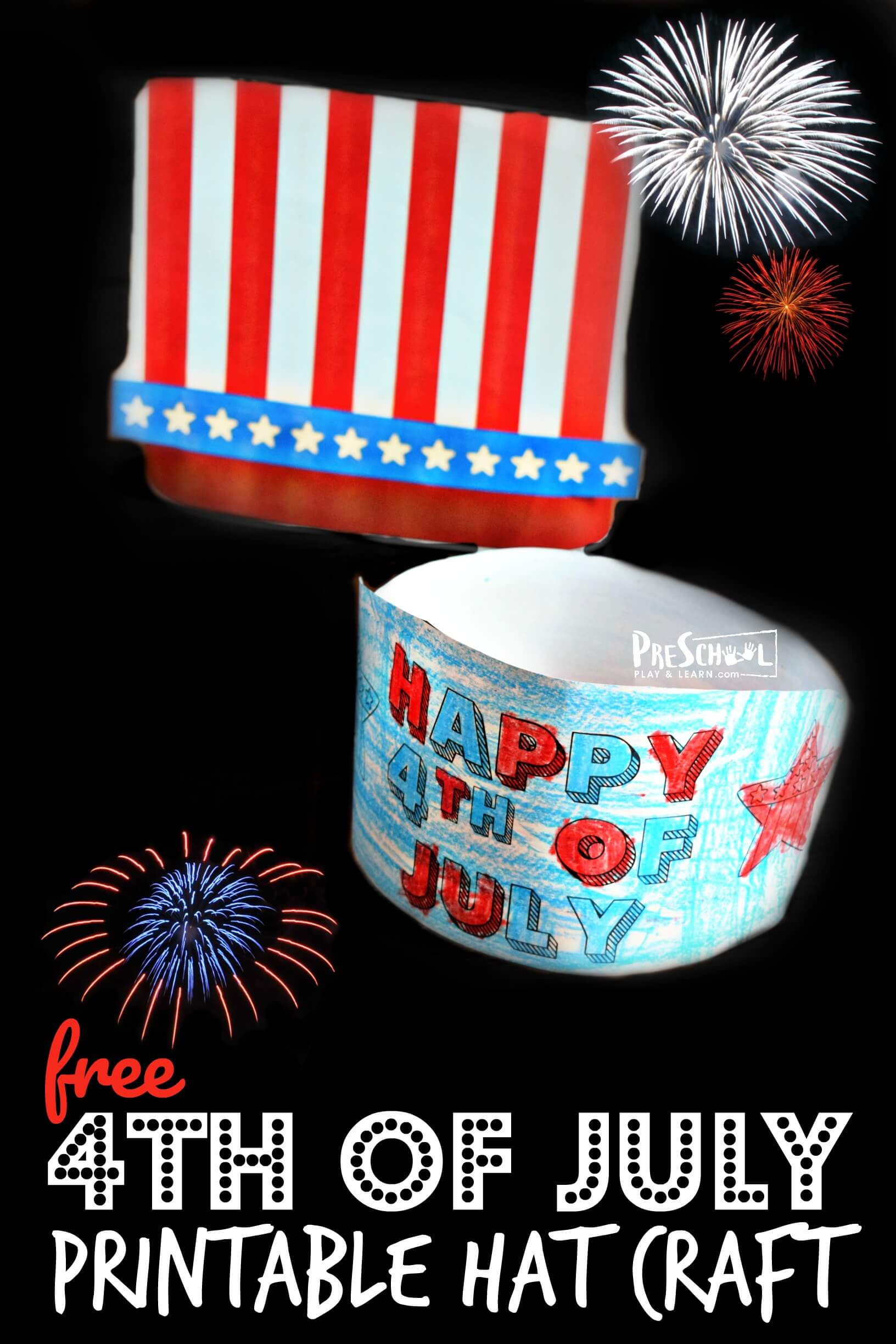 🗽 Free Printable 4Th Of July Hat Craft For Kids pertaining to 4th of July Hat Printable