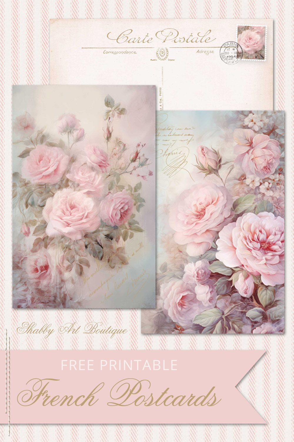 Fabulous French Postcards ~ Free Printable - Shabby Art Boutique throughout Shabby Chic Free Printables
