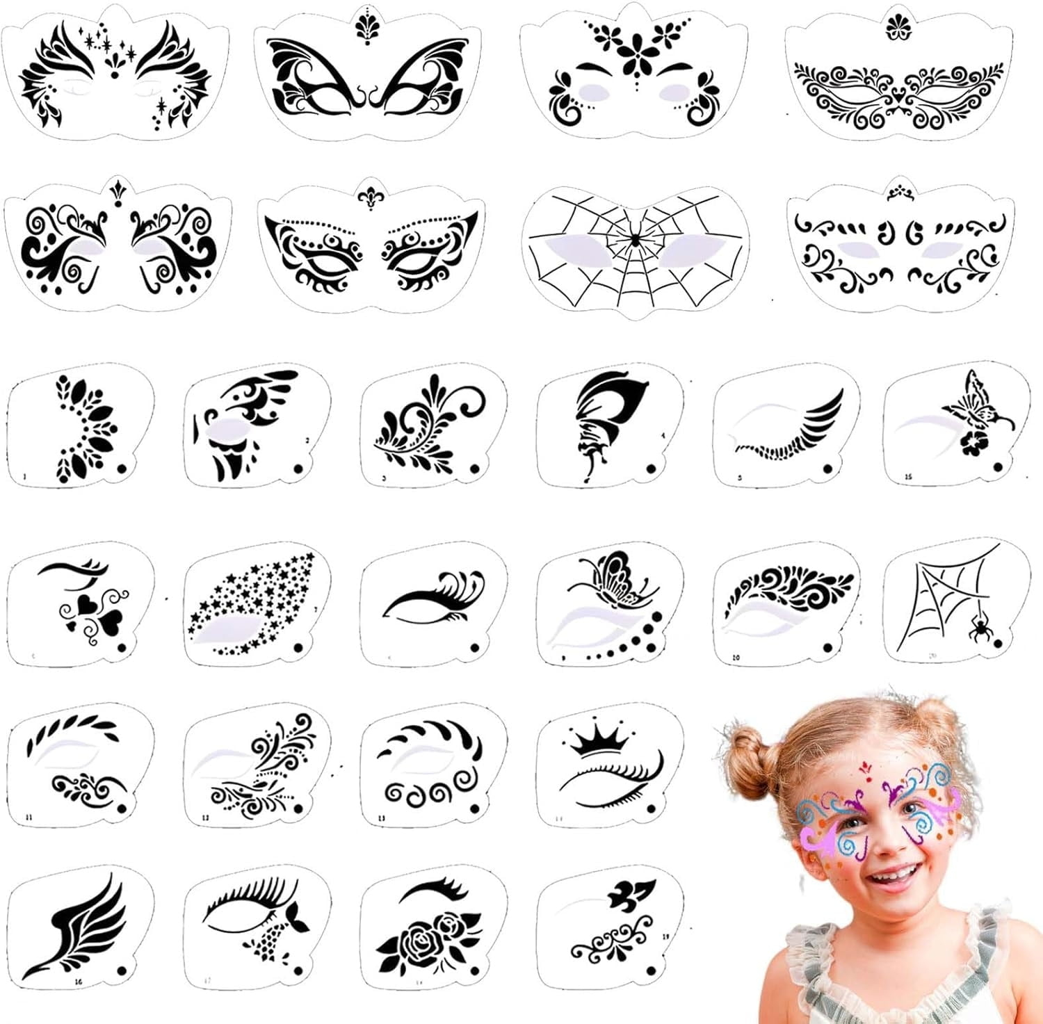 Face Paint Stencils Kits,Happon 28 Pcs Face Painting Stencils throughout Face Paint Stencils Printable
