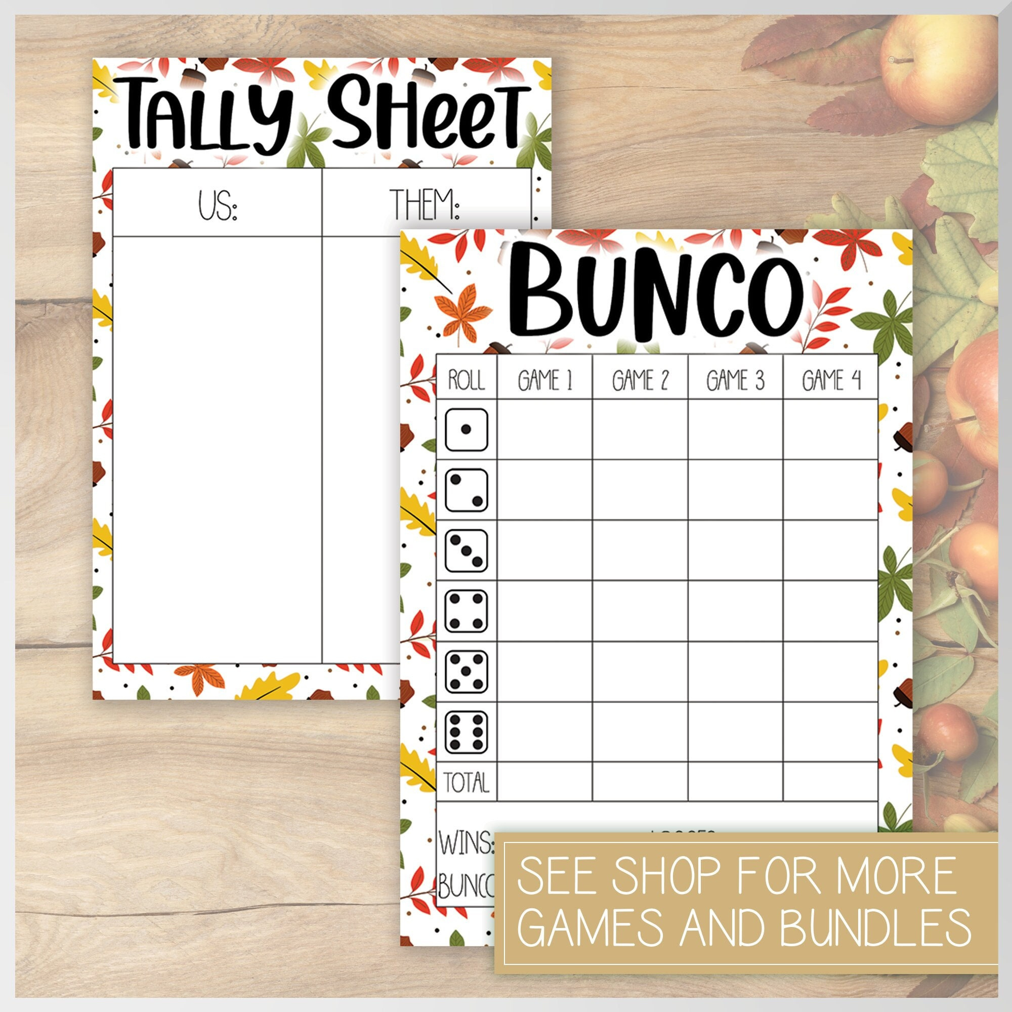 Fall Bunco Score Card + Tally Sheet - Etsy inside Free Printable Fall Bunco Score Sheets