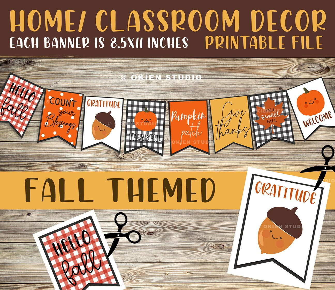 Fall Classroom Banner, Fall Banner Garland Printable, Fall for Printable Fall Decorations For Classroom