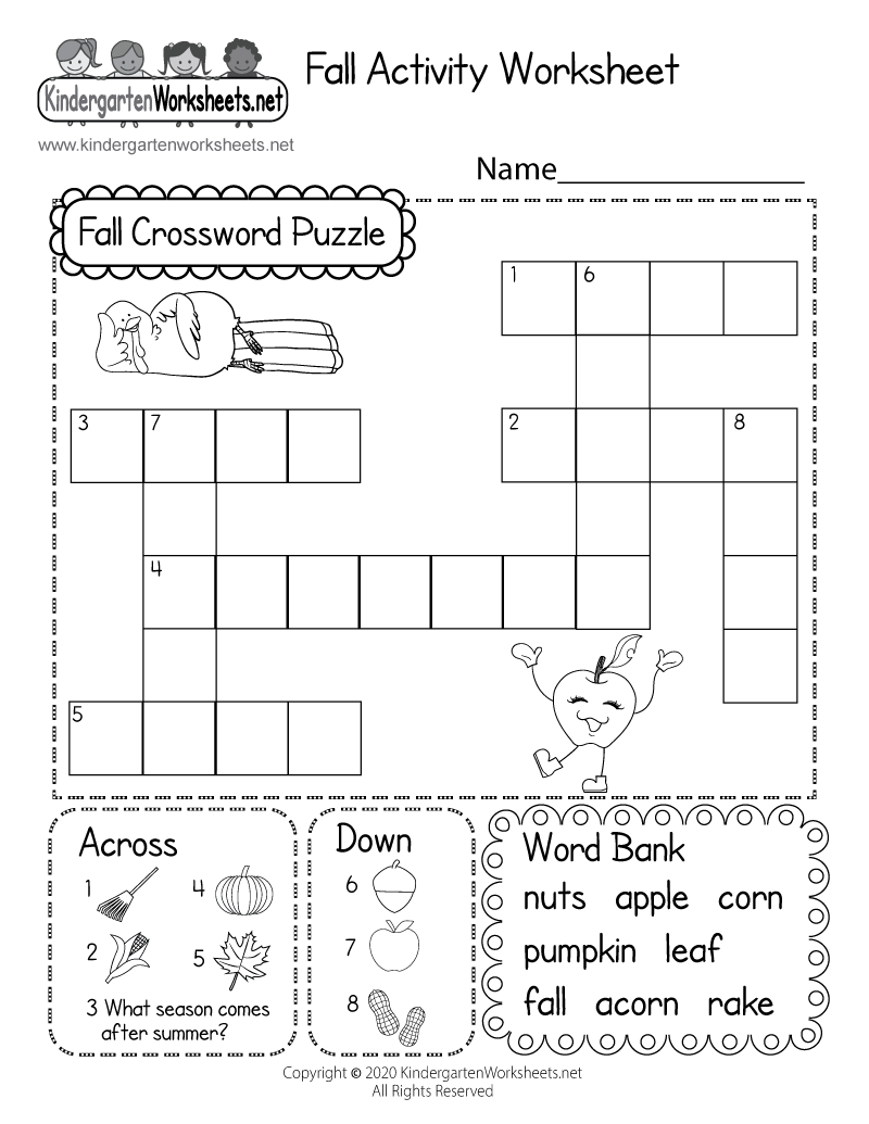 Fall Crossword Puzzle Worksheet - Free Printable, Digital, &amp;amp; Pdf regarding Fall Crossword Puzzles Printable