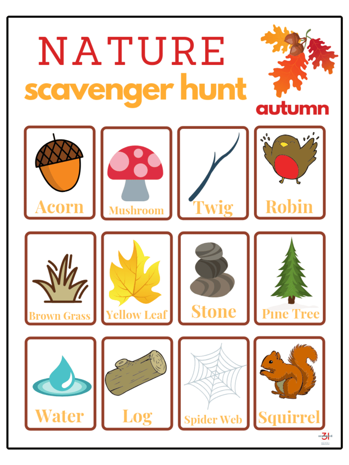 Fall Scavenger Hunt Free Printable - Organized 31 in Fall Scavenger Hunt Printable Free