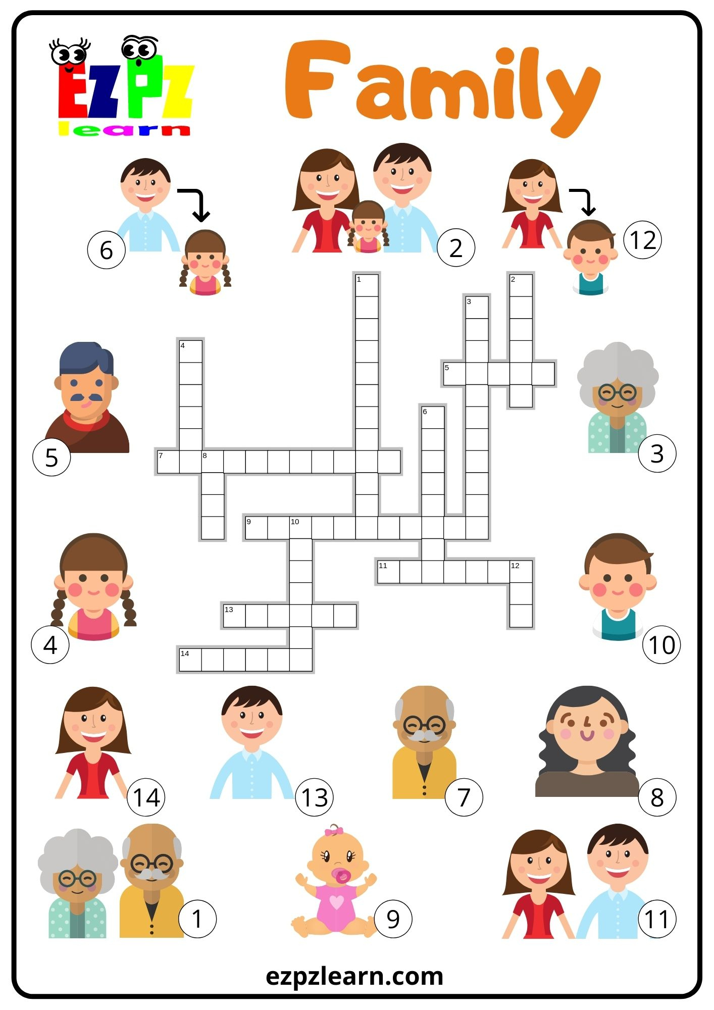 Family Crossword - Ezpzlearn for Printable Esl Crossword Puzzles
