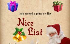 Father Christmas Certificate: Nice List | Rooftop Post Christmas for Free Printable Nice List Certificates From Santa