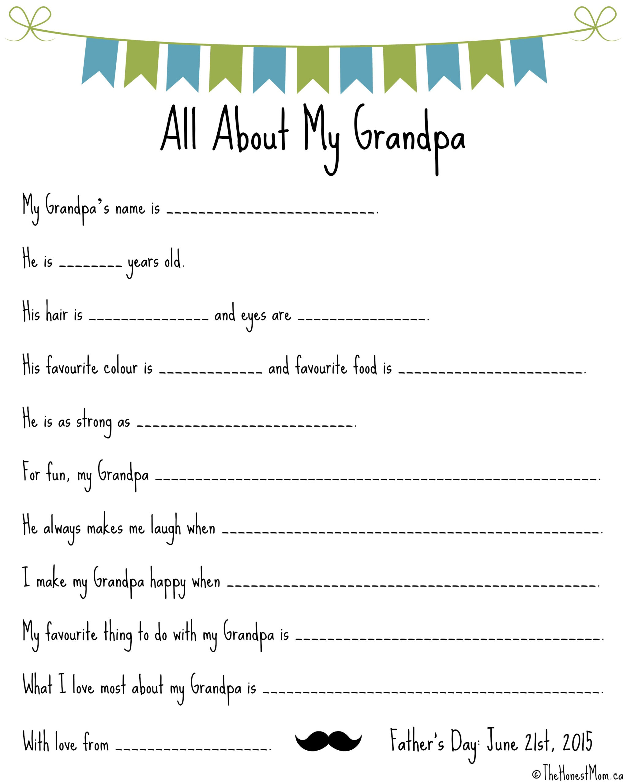 Father&amp;#039;S Day Mad Libs – Free Printables | The Honest Mom regarding All About My Grandpa Printable Free