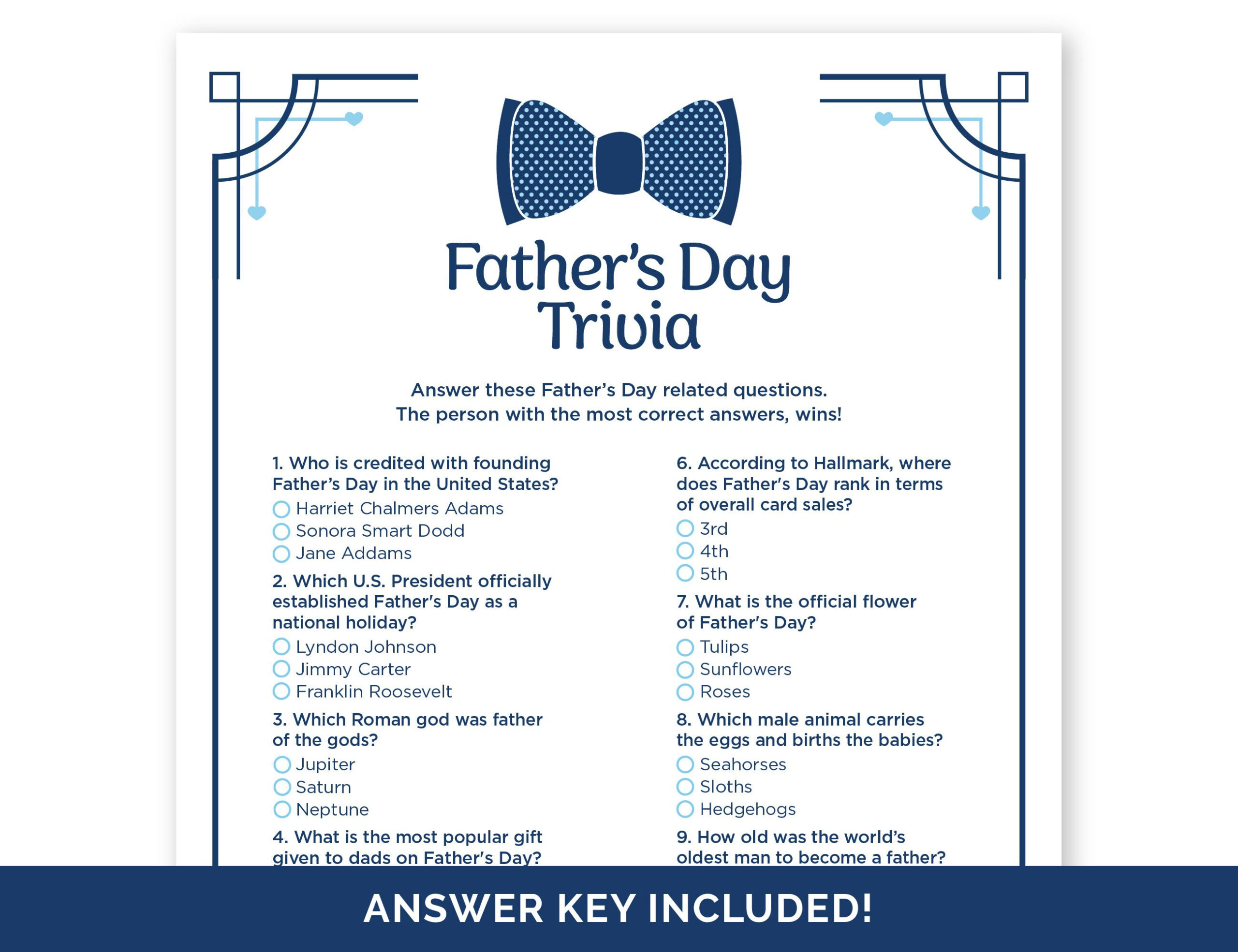 Father&amp;#039;S Day Trivia Game, Printable Father&amp;#039;S Day Quiz For Families with regard to Father&amp;amp;#039;s Day Trivia Questions and Answers Printable