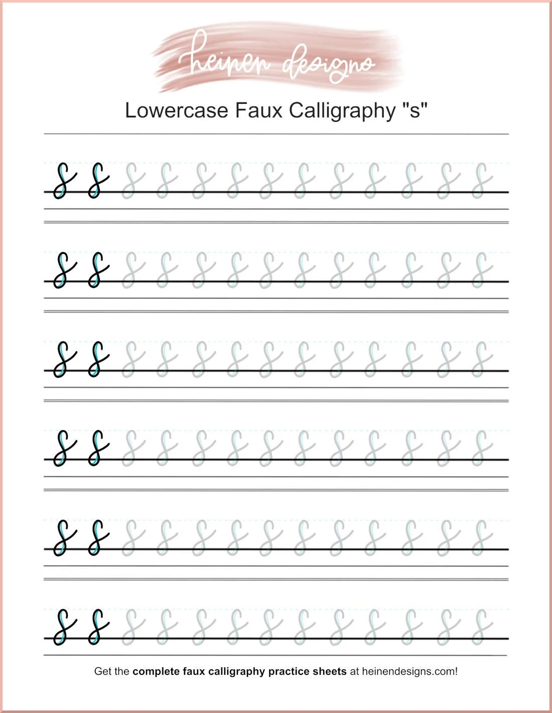 Faux Calligraphy Letter S Practice Sheet - Free Download inside Free Printable Calligraphy Practice Sheets