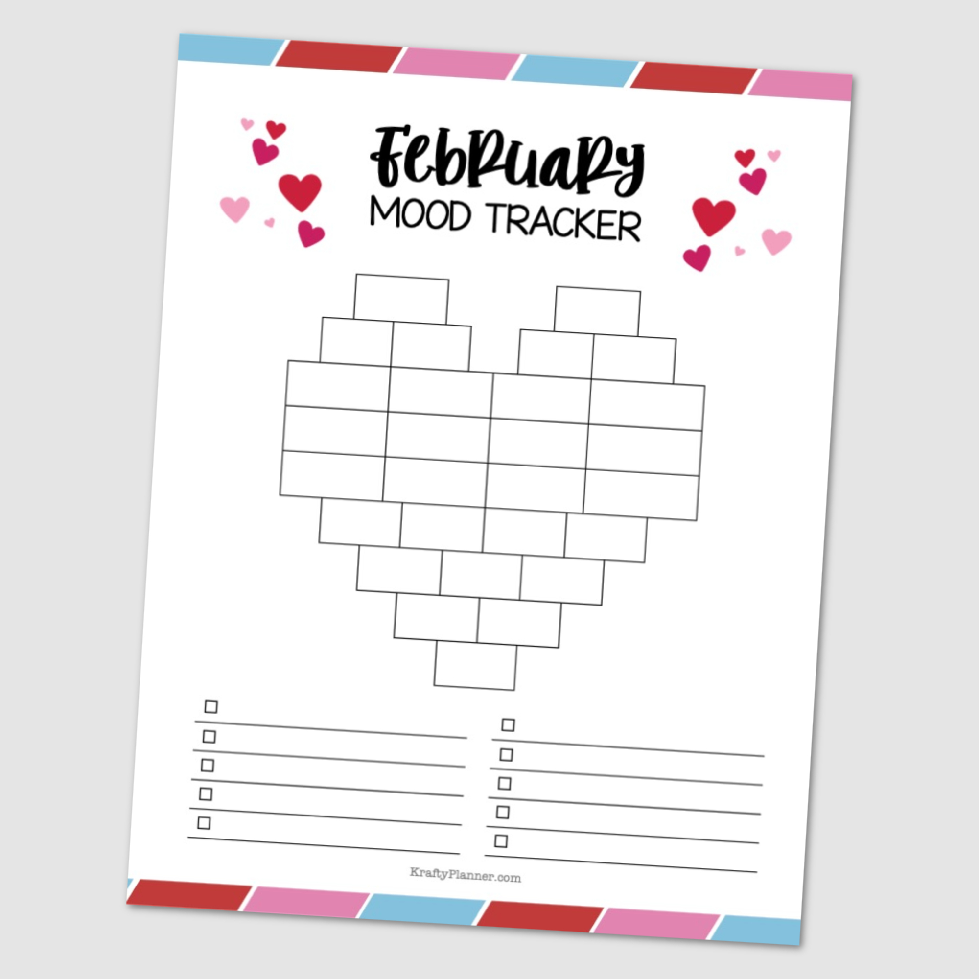 February Mood Tracker Heart {Free Printable} — Krafty Planner throughout February Mood Tracker Printable