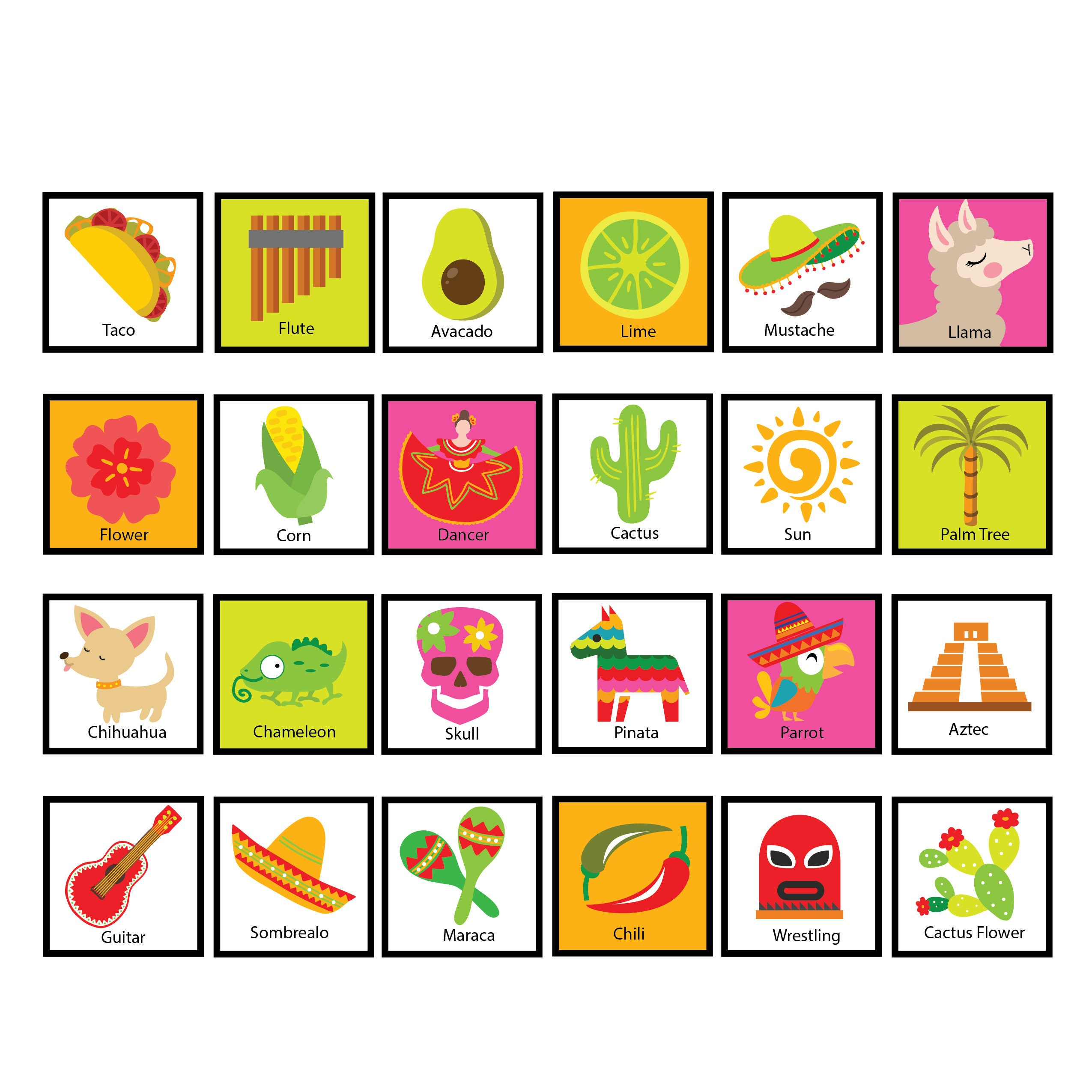 Fiesta Bingo Game, Comes With 50 Different Bingo Cards, Bingo Game within Free Printable Mexican Bingo Cards