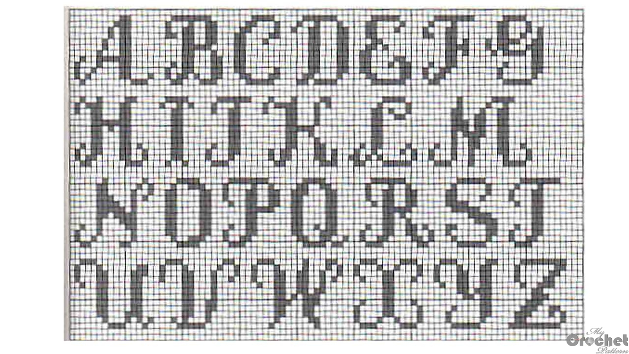 Filet Crochet Alphabet - Mycrochetpattern for Free Printable Filet Crochet Alphabet Patterns
