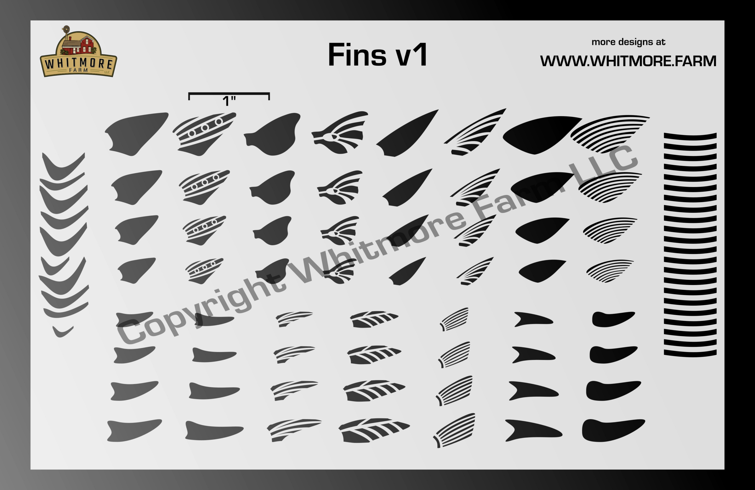 Fins V1 Assortment Fishing Lure Airbrush Stencil – Whitmore Farm pertaining to Free Printable Fishing Lure Stencils