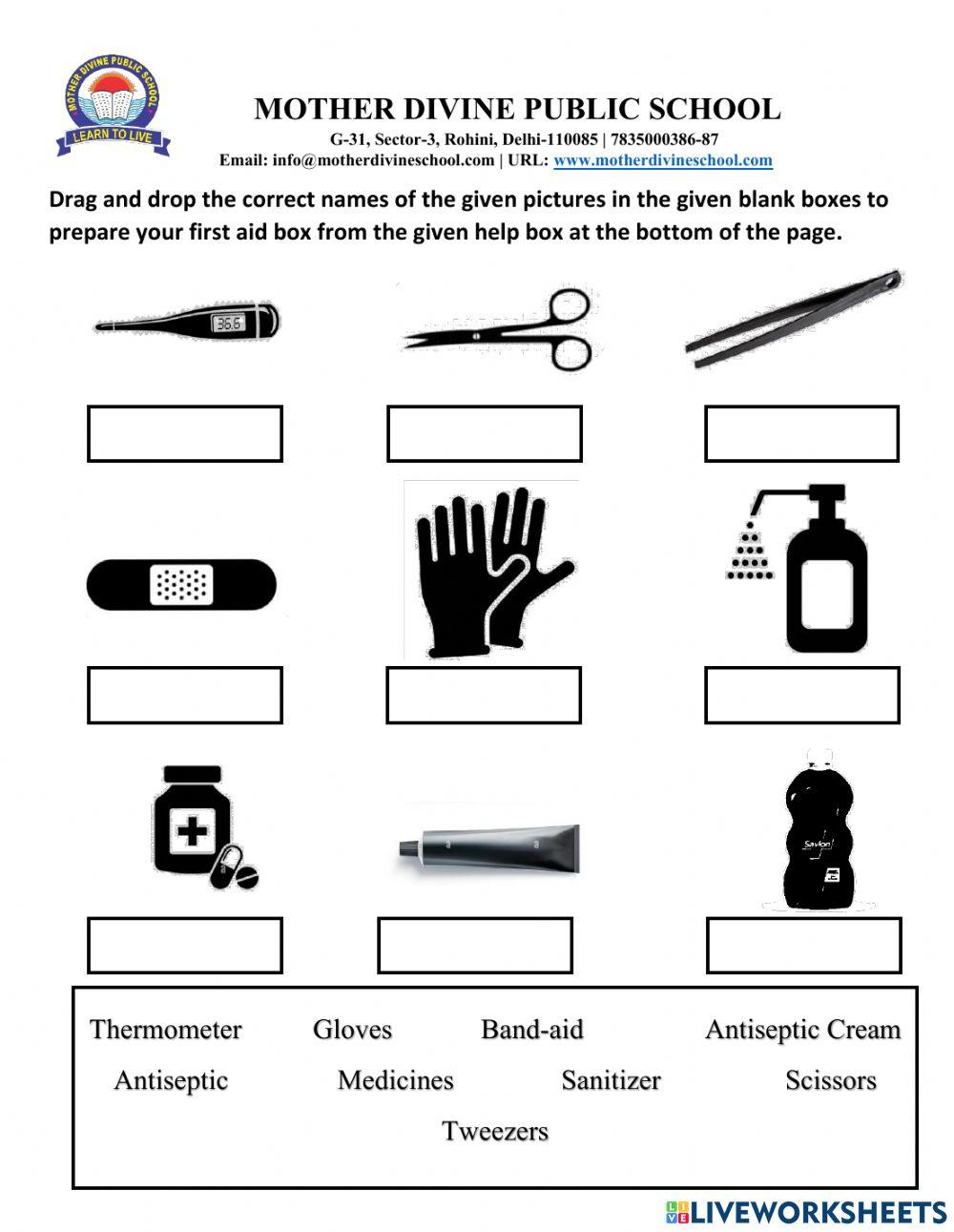 First Aid Worksheet Hot Sale with regard to Printable First Aid Kit Worksheet