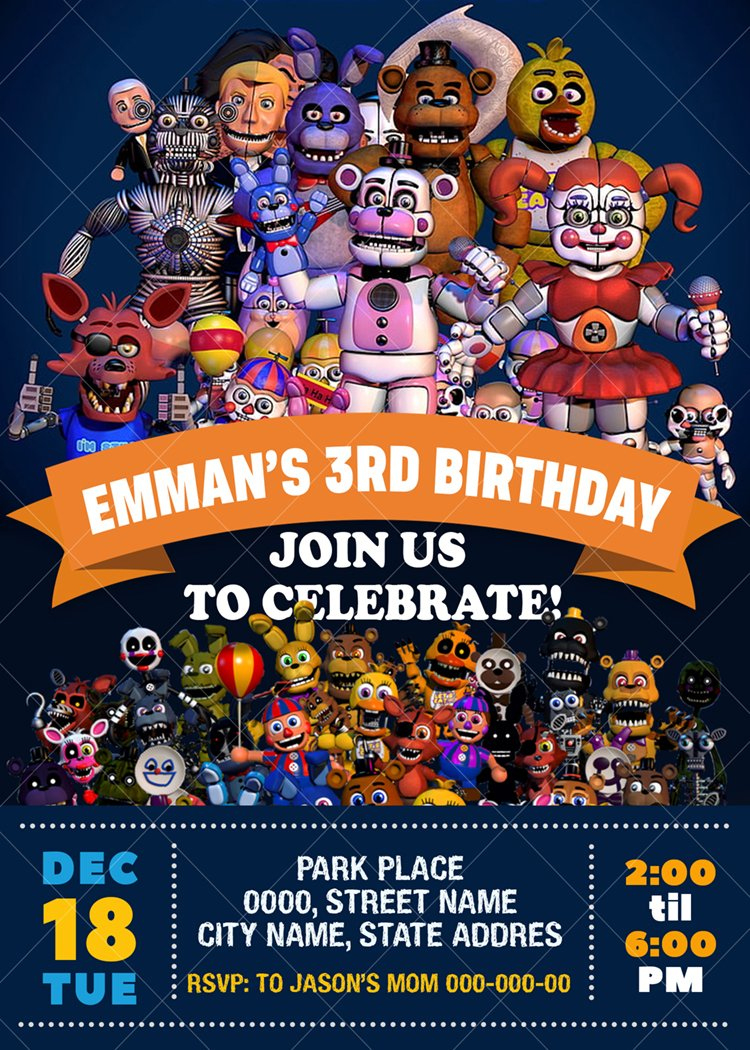 Five Nights At Freddy&amp;#039;S Birthday Invitation - Jamakodesigns pertaining to Five Nights At Freddy&amp;amp;#039;s Birthday Invitations Printable Free