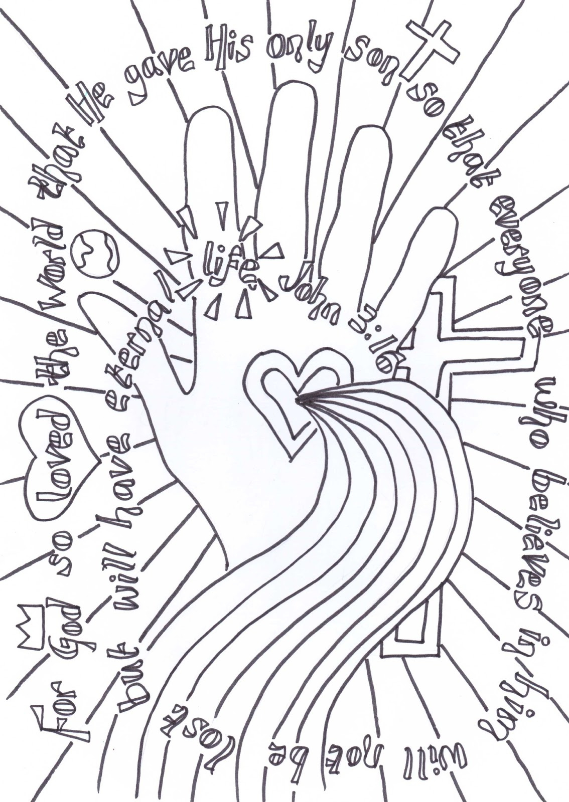 Flame: Creative Children&amp;#039;S Ministry: John 3:16 Verse To Colour for Printable John 3 16 Activity Sheet
